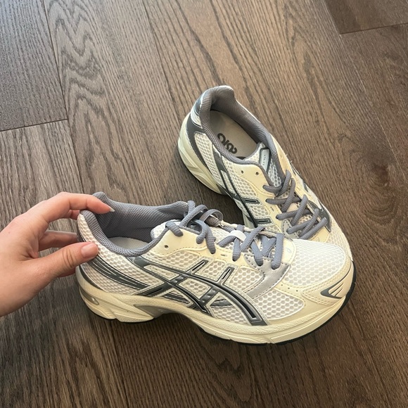 Asics Shoes - Asics Off-White and Gray Running Shoes